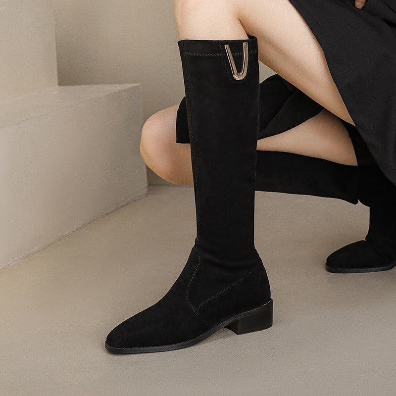 Below The Knee Women's Over-the-knee Skinny Low Heel Large Size Boots