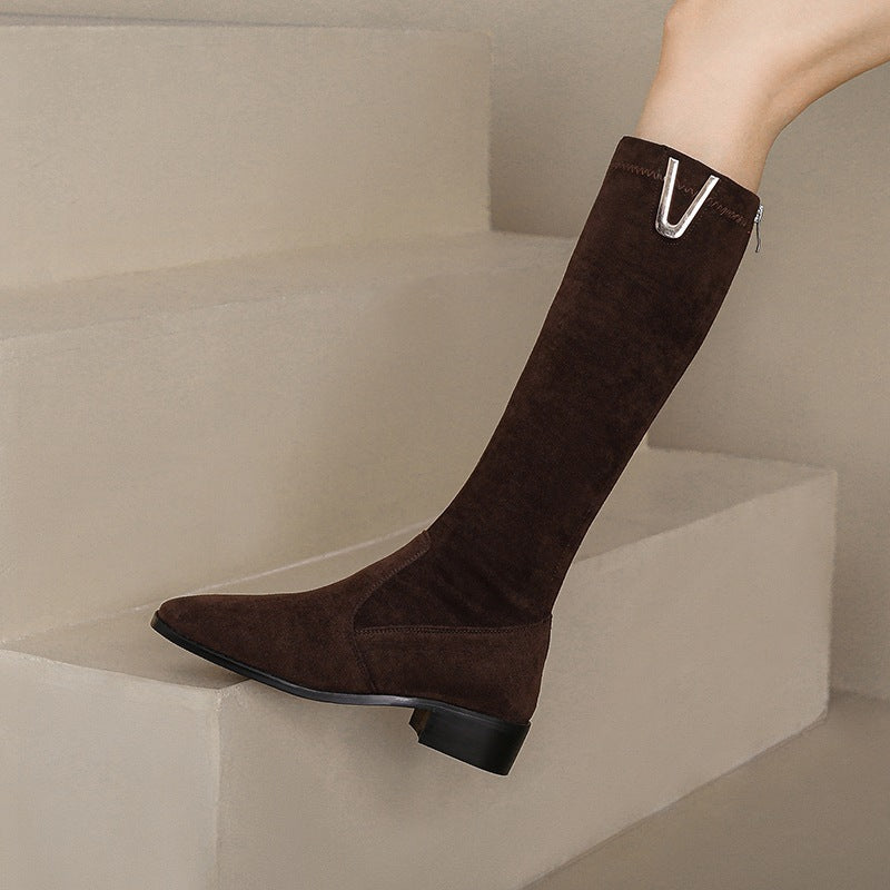 Below The Knee Women's Over-the-knee Skinny Low Heel Large Size Boots